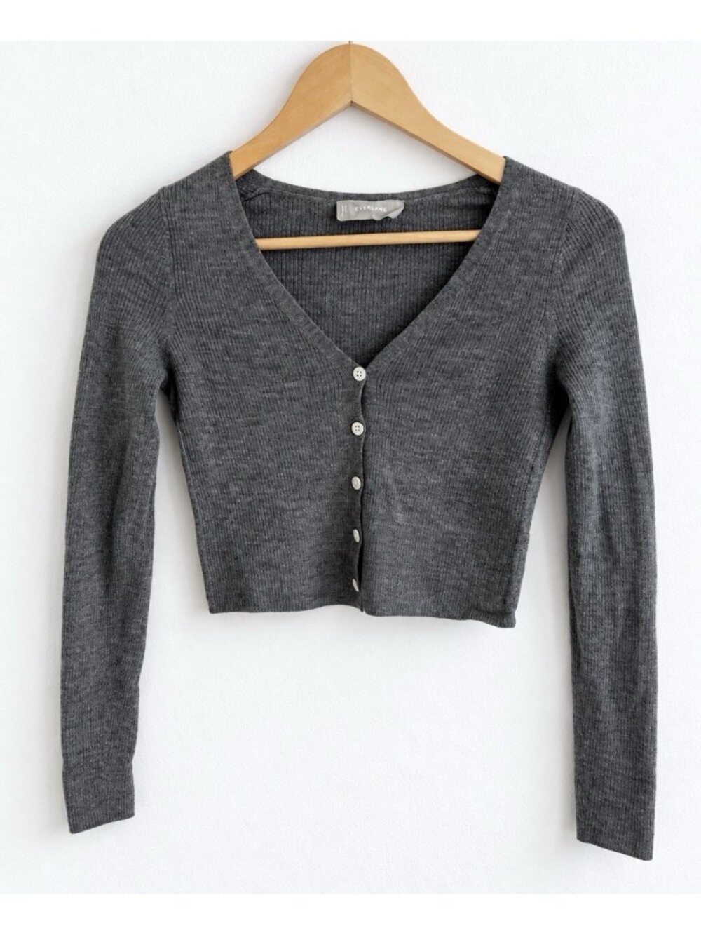 Everlane The Cardigan Ultrasoft Merino Wool Cropped Gray Women’s M